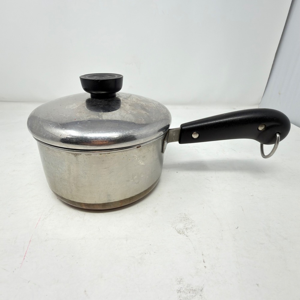 Revere Ware Saucepan Silver Copper Black 1801 Copper Clad 5.5 Inch Vintage